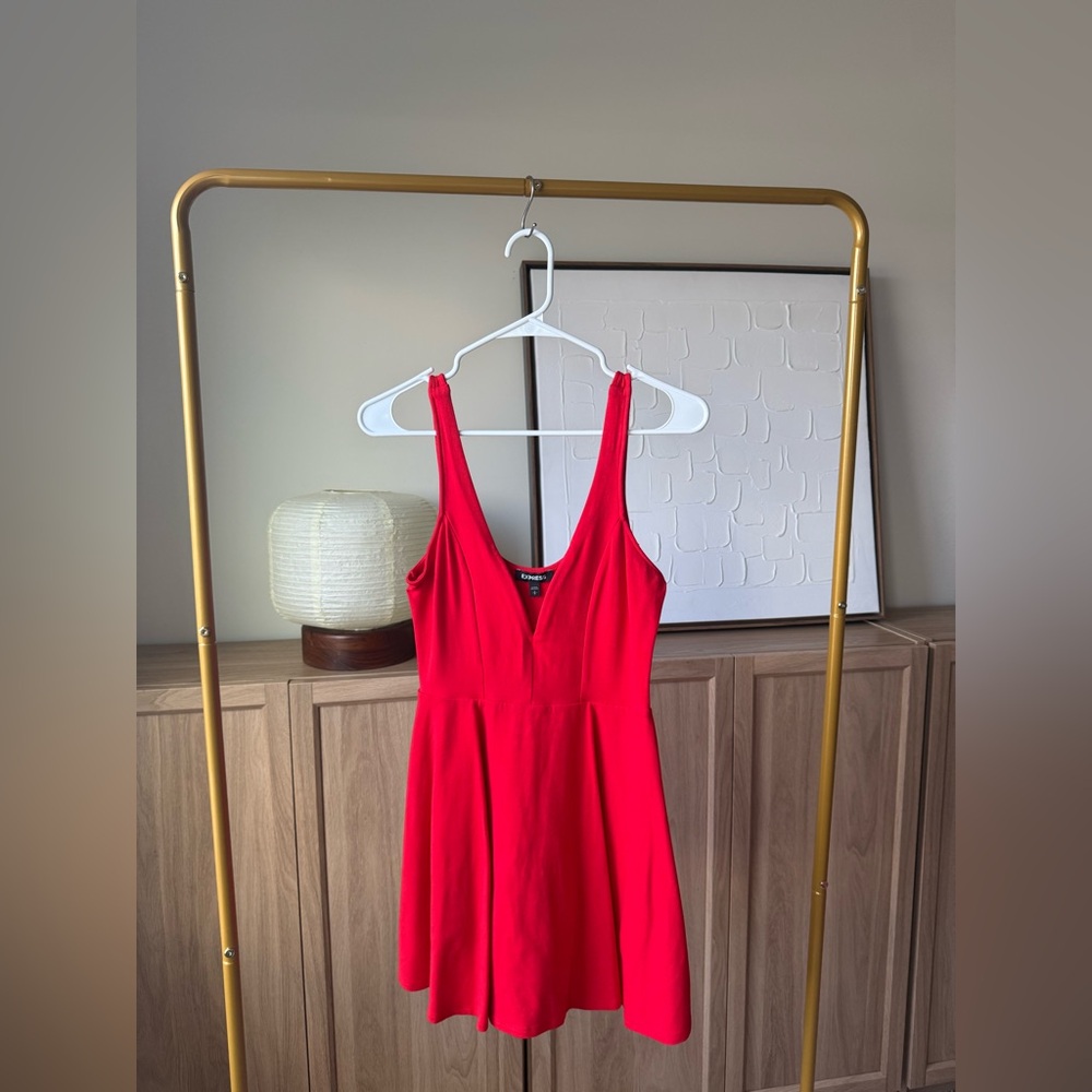 Express Red Sleeveless V-Neck Mini Dress